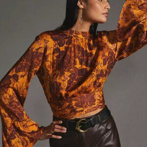 By Anthropologie Bell-Sleeve Blouse NWT - M